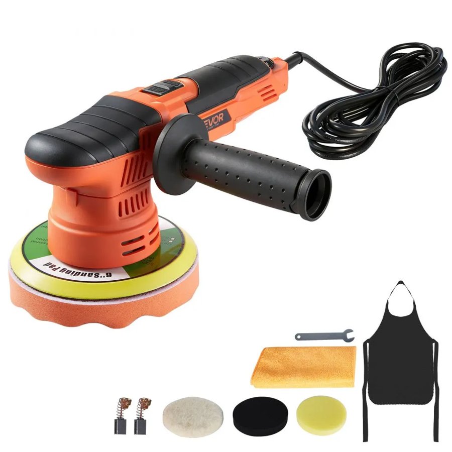 VEVOR Car Buffer Polisher, 150mm Dual Action Polisher Buffer Waxer, 650W 6 Variable Speeds 2000-6800RPM Random Orbital Polisher Kit for Cars Detailing, Waxing, Polishing