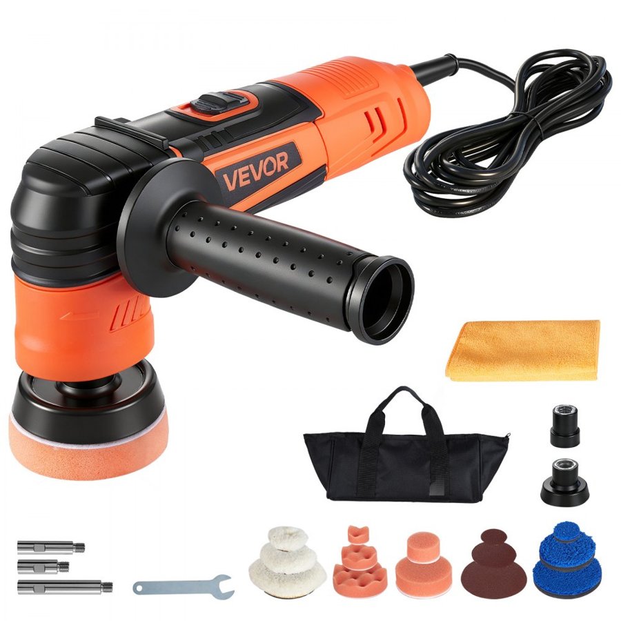 VEVOR Car Buffer Polisher, 30/50/76 mm Rotary Polisher Buffer, 600W 6 Variable Speeds 1000-4500RPM Car Polisher Waxer Kit for Cars Detailing, Waxing, Polishing, Scratch Removal