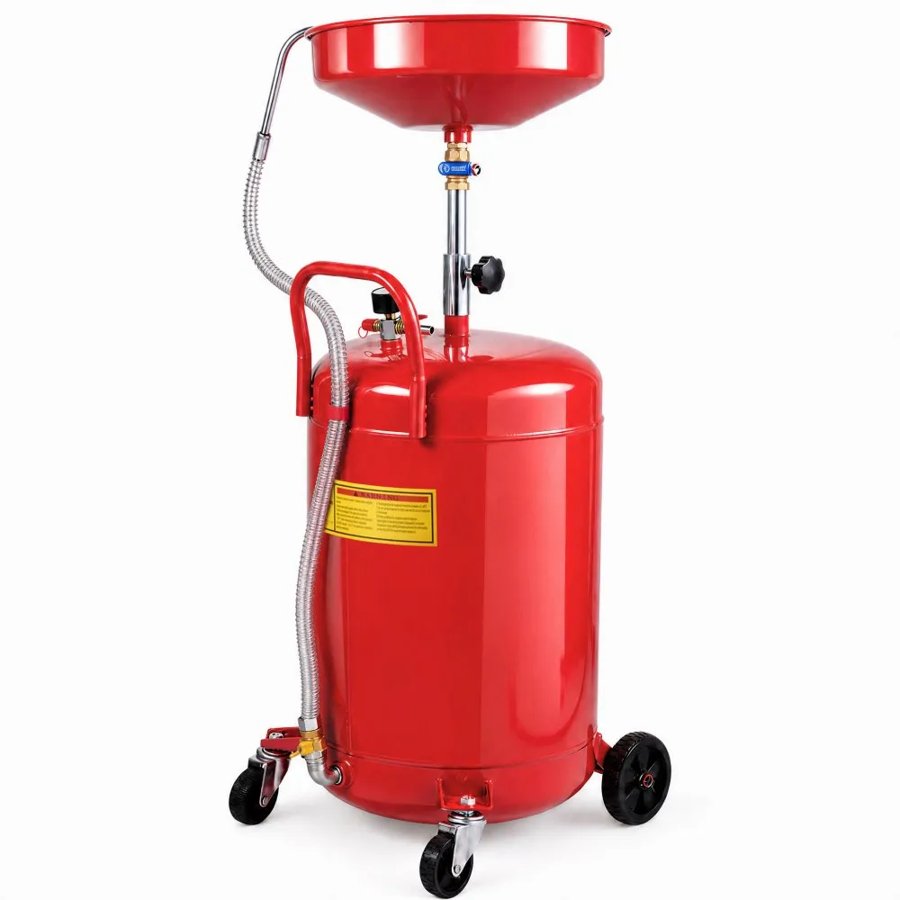 VEVOR Waste Oil Drain Tank 80 L Portable Oil Drain Air Operated Drainer Oil Change, Oil Drain Container, Fluid Fuel Transfer Drainage Adjustable Funnel Height, with Wheel for Easy Oil Removal