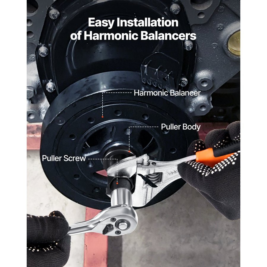 VEVOR Harmonic Balancer Puller Removal & Install Tool Kit, All-Steel Harmonic Balancer Installer Set Tool Kit for Removing and Installing of Balancers, Flywheels, Crankshaft Pulleys, Steering Wheels