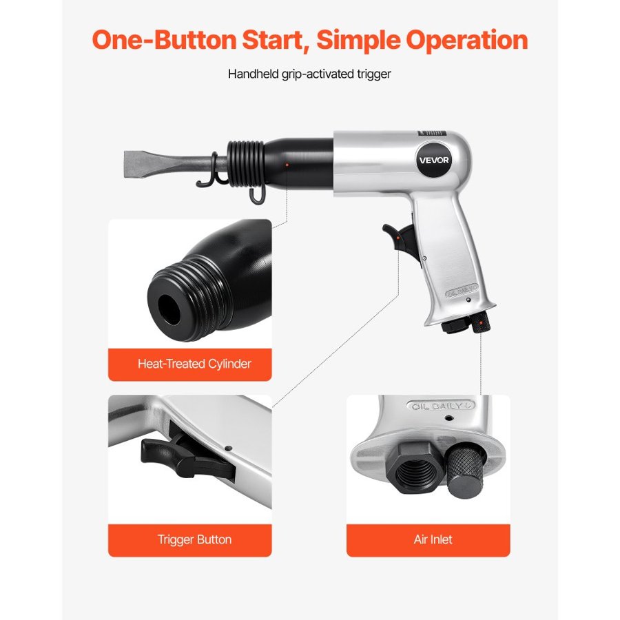 VEVOR Pneumatic Air Hammer – 3500 BPM, 4-Chisel Set