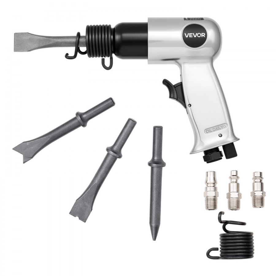 VEVOR Air Hammer, 4500BPM Pneumatic Hammer with 40mm Stroke & 4PCS Chisels Round Shank, Lightweight & Compact Air Chisel Pneumatic Shovel Tool for Cutting Punching Scraping