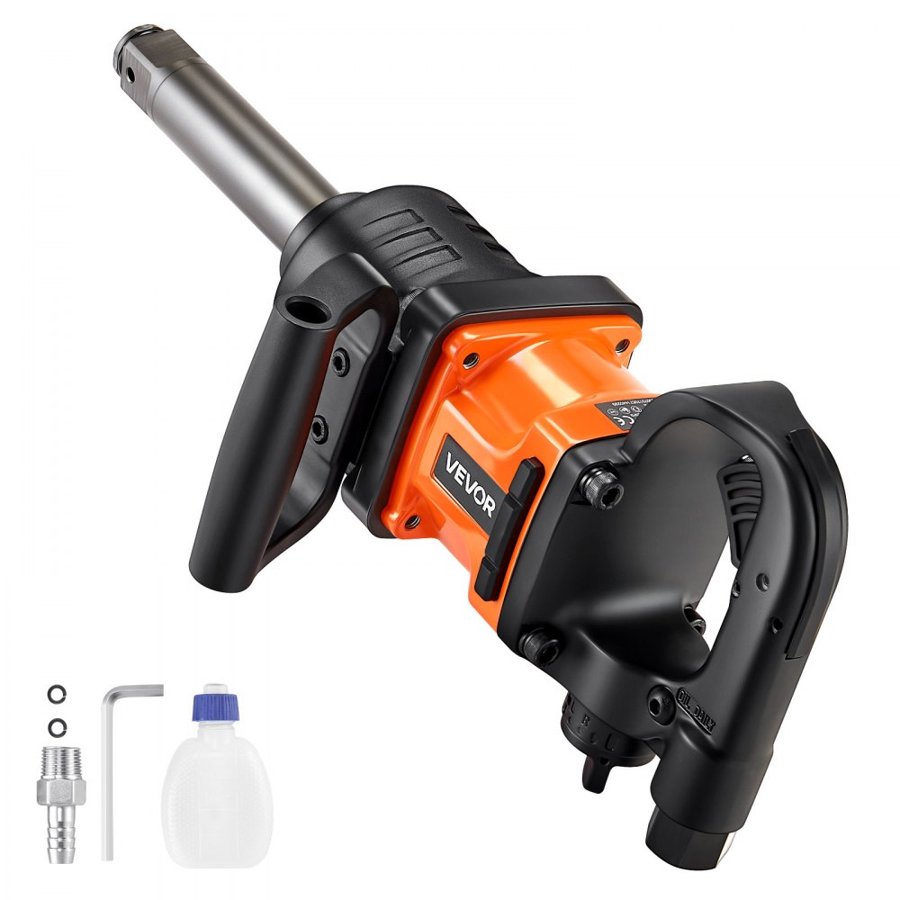 VEVOR 1-Inch Air Impact Wrench, Up to 2400N.m Nut-Busting Torque, 6000RPM 6-Speed Pneumatic Impact Gun with 152.4mm Extended Anvil for Heavy-Duty Trucks, Buses, Agricultural Machinery