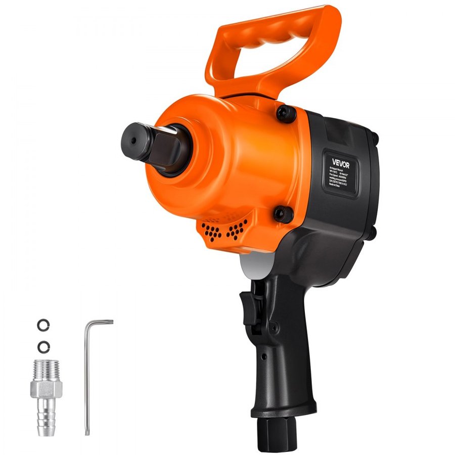 VEVOR 1-Inch Air Impact Wrench, Twin Hammer Air Impact Gun, Up to 1626N.m Reverse Torque, 4600RPM 6-Speed Pneumatic Wrench for Heavy Duty Auto Repairs and Maintenance