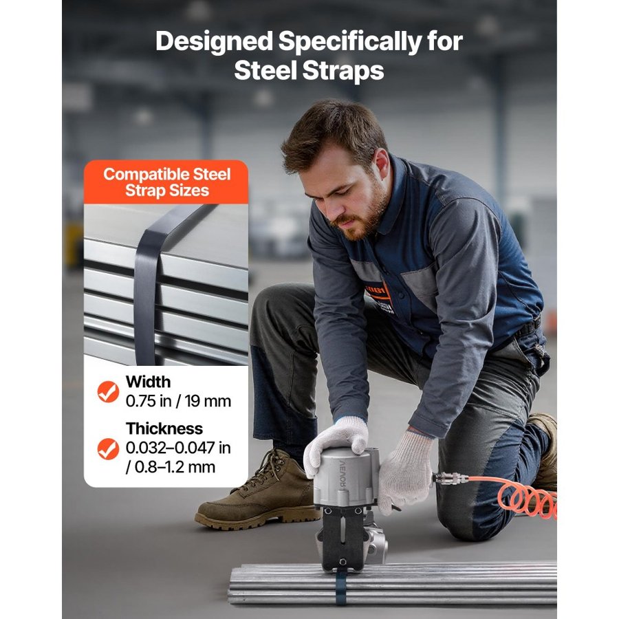 VEVOR Pneumatic Steel Strapping Machine – 8500 N, 0.748 In