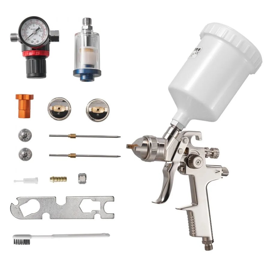 VEVOR Gravity Feed Paint Sprayer Gun – 600ml, 3 Nozzles