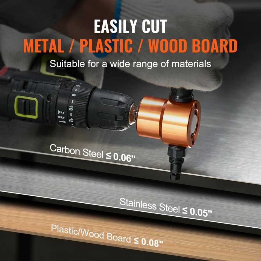 VEVOR Double Head Sheet Nibbler Metal Cutter Power Drill Attachment Cutting Tool