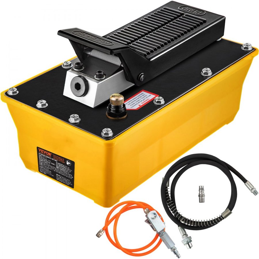 VEVOR Air Hydraulic Pump, 10,000 PSI Hydraulic Foot Pump, 1.89 L Reservoir Foot Operated Air/Hydraulic Pump, with Hose and Spray Gun for Heavy Machinery Rigging, Auto Repair, Auto Body Frame Machines