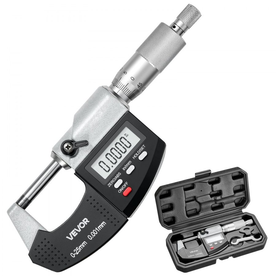 VEVOR Digital Outside Micrometer – 0-1 in, 0.0001" & LCD