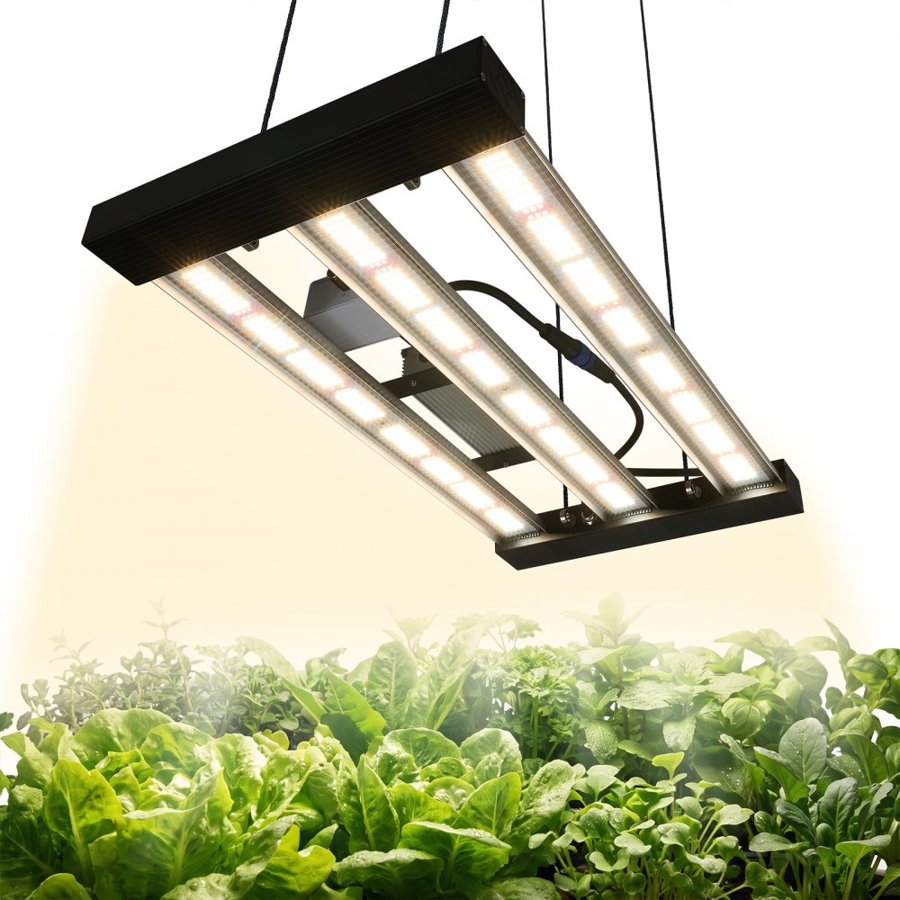 VEVOR LED Grow Light 200W Full Spectrum Dimmable Growing Lamp 400-740 nm, for Indoor Plants in 60 x 60 cm Grow Tent Seed Starting Vegetables Bloom, Aluminum Alloy, Daisy Chain, Adjustable Brightness