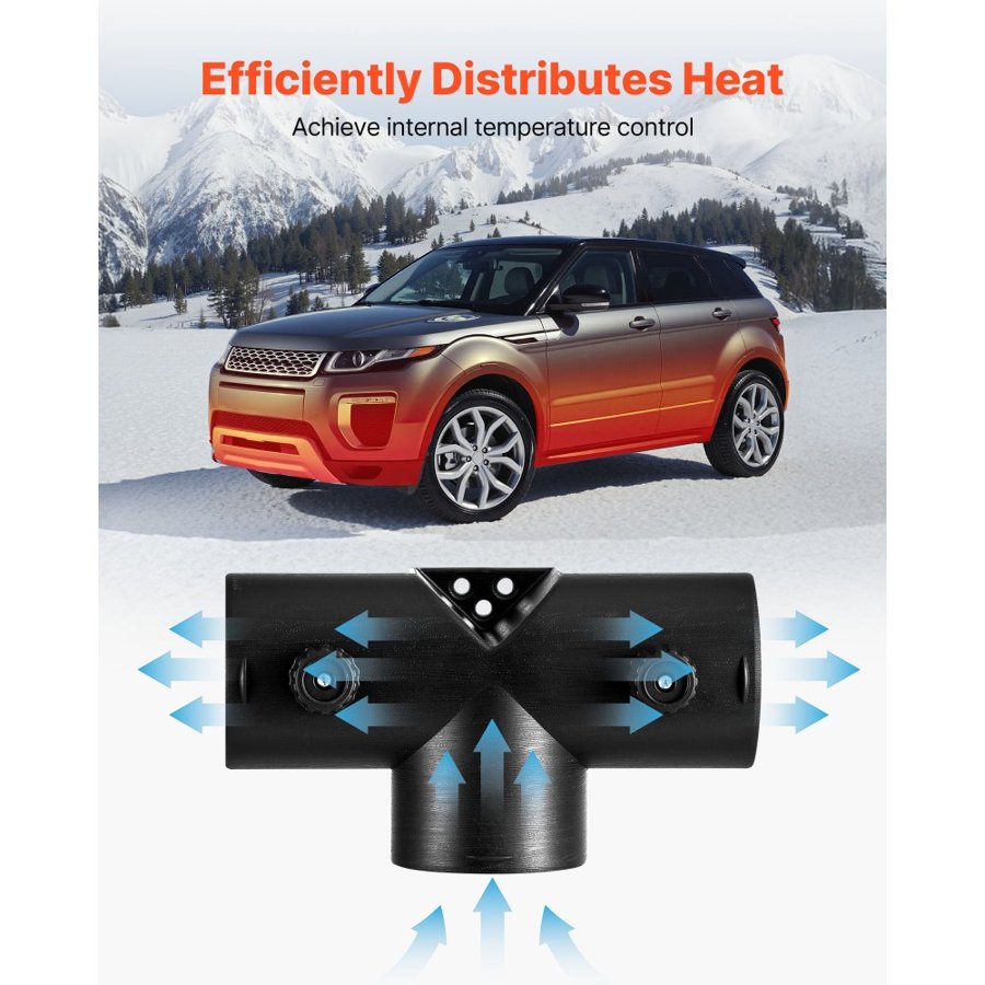 VEVOR Diesel Heater Connector, 59mm Diesel Heater Duct Connector Accessories, T-shape 3 Way Air Vent Connectors with 2 90° Rotatable Valves, Black Joint Connectors for 2KW Diesels Heaters