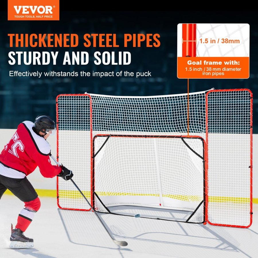 VEVOR Hockey Goal with Backstop and Targets Street Outdoor Steel Hockey Net 182.9 cm