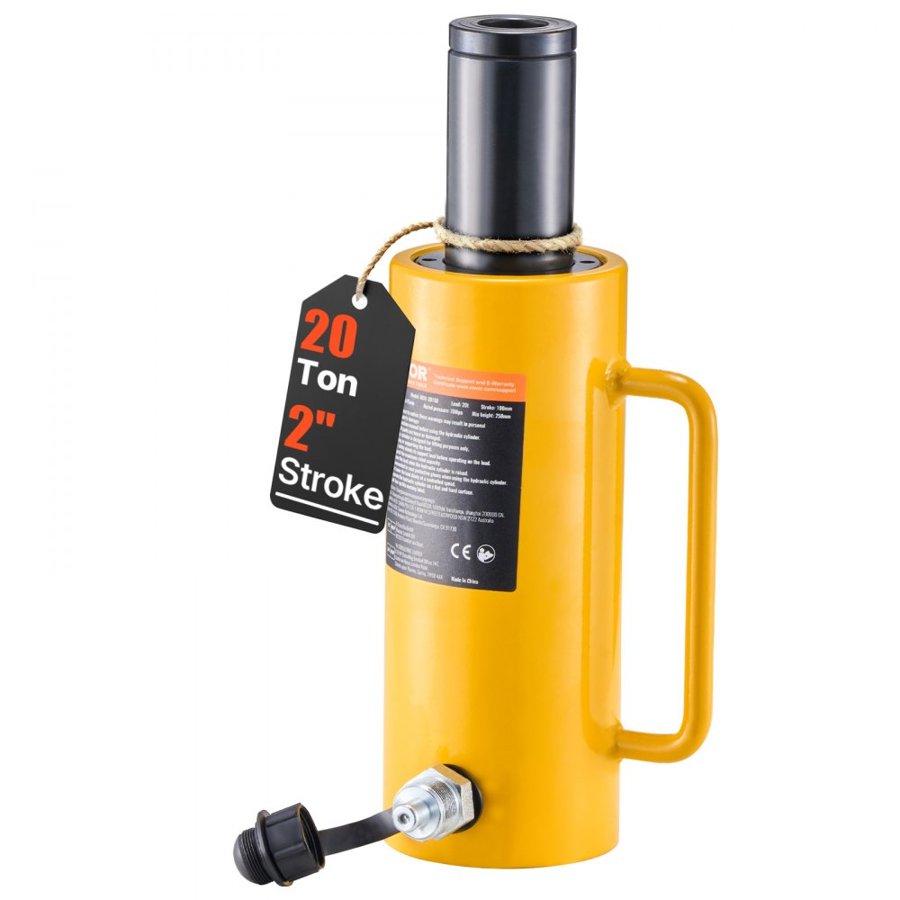 VEVOR 20T/44000LBS Hollow Hydraulic Cylinder Jack 100mm Plunger Ram Hydraulic Solid Cylinder Hydraulic Jack for Car/Van/Boat/Truck/Caravan