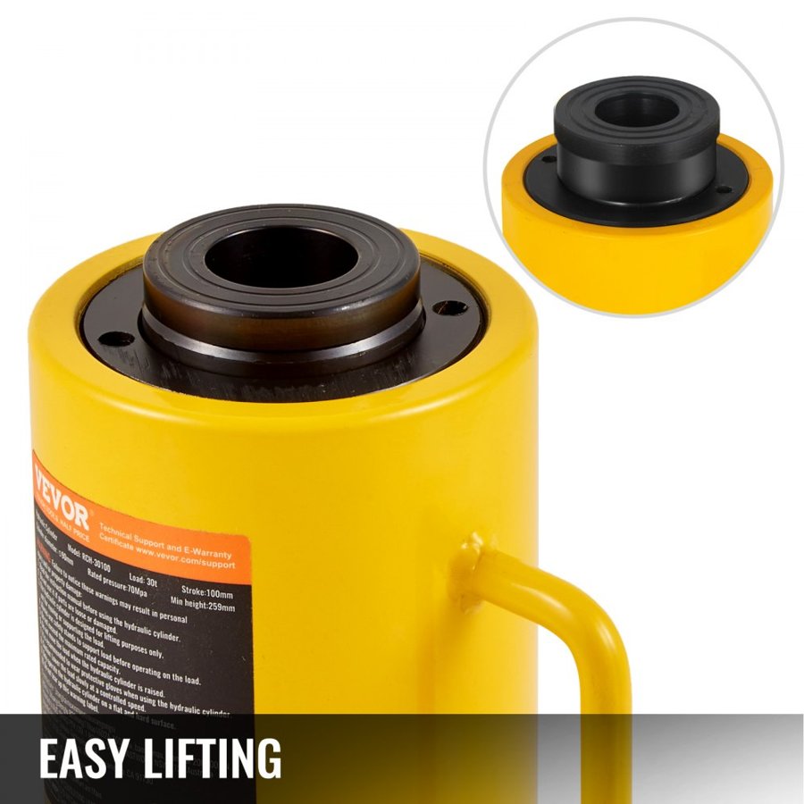 VEVOR 30Ton 10.2 cm Stroke Hollow Hydraulic Cylinder Jack 29937.1 kg Lift Cylinder Industrial Durable Automotive Body Bending