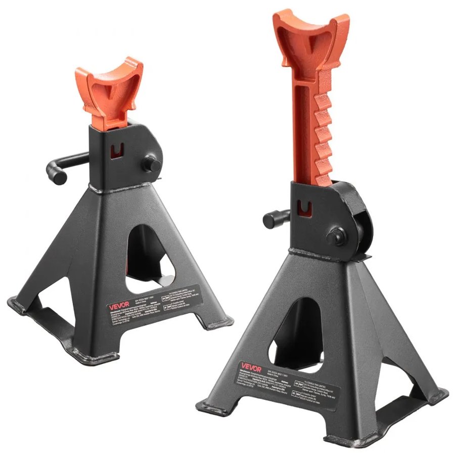 VEVOR Jack Stands, 3 Ton (6,600 lbs) Capacity, 275-415 mm Adjustable Height, Heavy Duty Steel Jack Auto Stands with Locking, for Lifting SUV, Pickup, Car and UTV/ATV, 1 Pair, Black and Orange