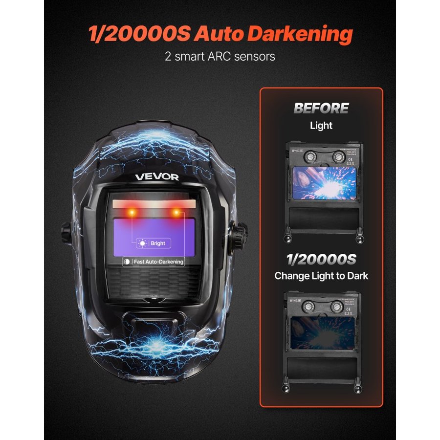 VEVOR Auto Tinting Welding Helmet – 3.66" x 1.69", CRIUS