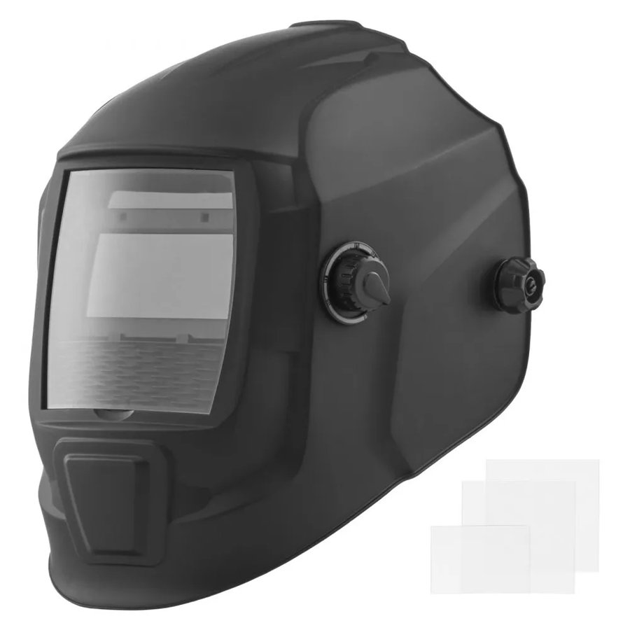 VEVOR Welding Helmet Auto Darkening, 93 x 43 mm True Color Welding Hood, Solar Powered Welder Mask 2 Arc Sensors, Shade 4/9-13 for TIG MIG ARC Weld Grinding - CRIUS Series (Matte Black)