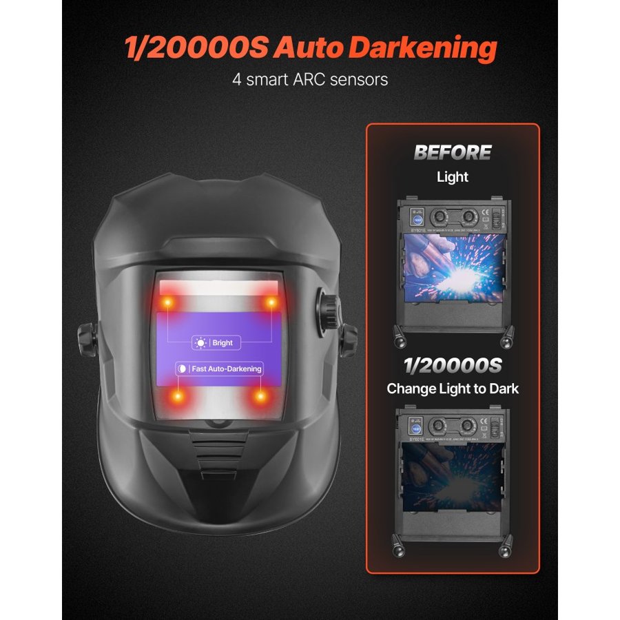 VEVOR Auto Darkening Welding Helmet – DIN 4/5-9/9-13 Shades