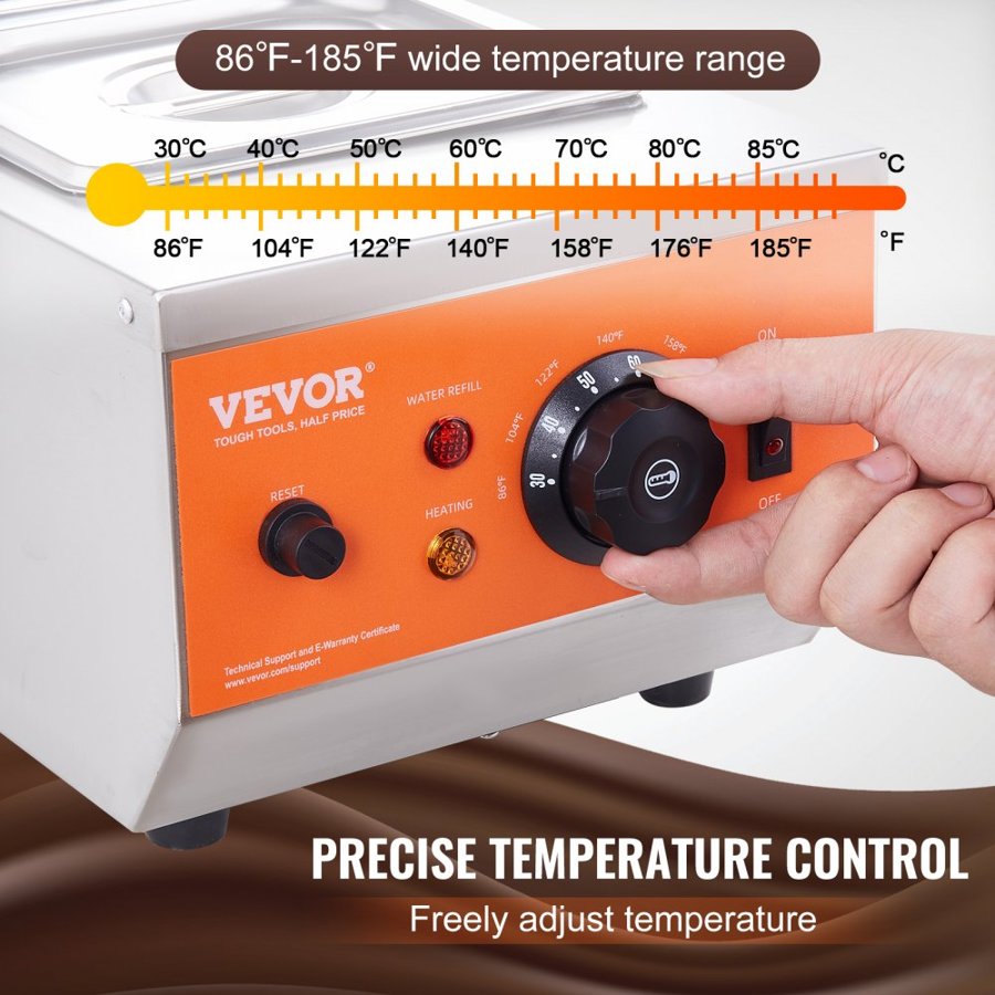 VEVOR Chocolate Tempering Machine Chocolate Melting Pot 4.1 kg 2 Tanks