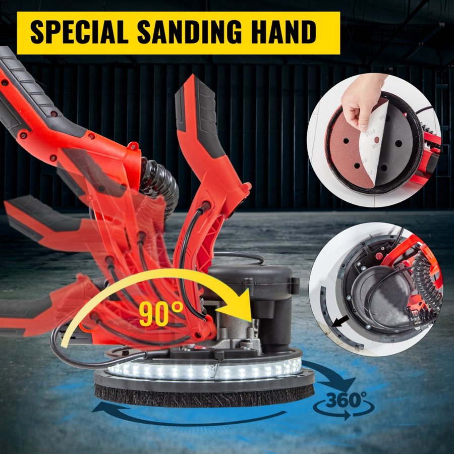 VEVOR Sheetrock Sander With Vacuum - 225mm, 800-1750 RPM