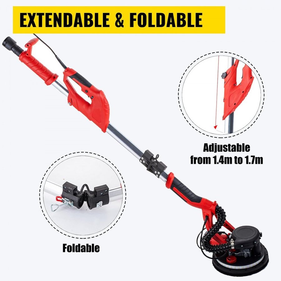 VEVOR Sheetrock Sander With Vacuum - 225mm, 800-1750 RPM
