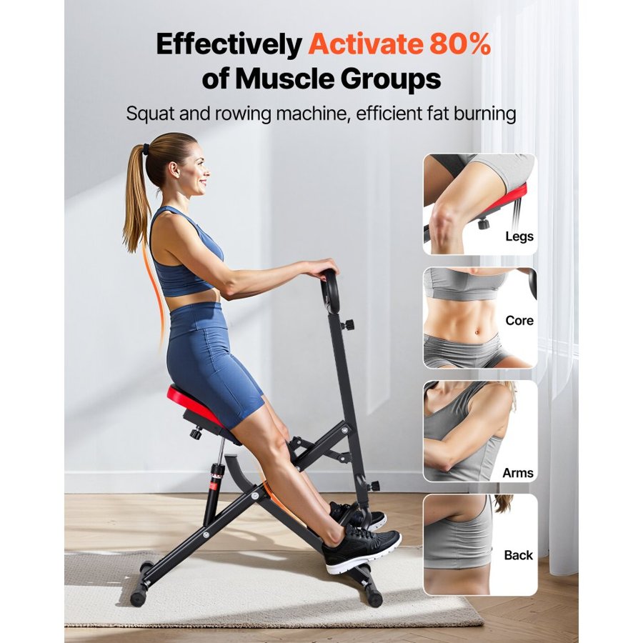 VEVOR Squat Rowing Machine – 12-Gear Resistance, 300 lbs