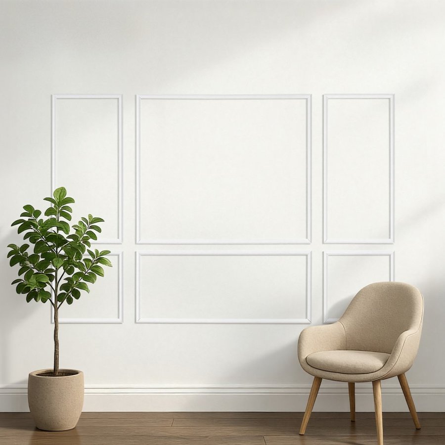 VEVOR Wall Molding 3 Pack, Wainscoting Panels Kit, Lightweight Paintable Polystyrene, Easy to Install Accent Wall Trim for Interior Décor Living Room, Bedroom, Home, White (58x143 + 58x58 cm)