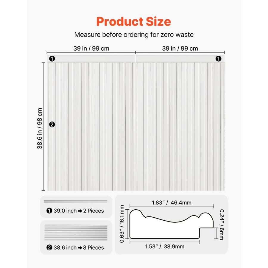 VEVOR Wall Molding Kit – Narrow Wainscoting, 77.5"×38.6"