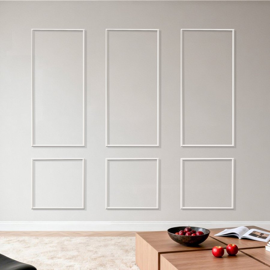 VEVOR Wall Molding 3 Pack, Wainscoting Panels Kit, Lightweight Paintable Polystyrene, Easy to Install, Waterproof Accent Wall Trim for Interior Décor Living Room, Bedroom, White (61x137 + 61x61 cm)