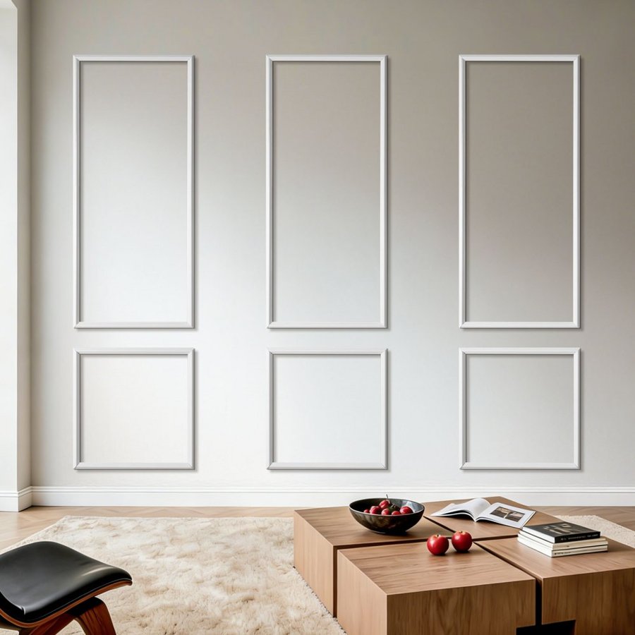 VEVOR Wall Molding 3 Pack, Wainscoting Panels Kit, Lightweight Paintable Polystyrene, Easy to Install, Waterproof Accent Wide Profile Trim for Interior Living Room, Bedroom,White (61x137 + 61x61 cm)