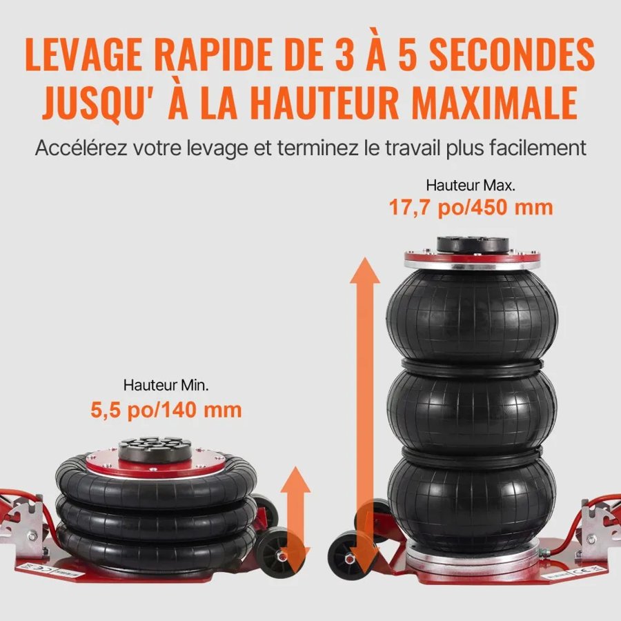 VEVOR Air Jack for Car 3 Ton Triple Bag with Steel Pipes