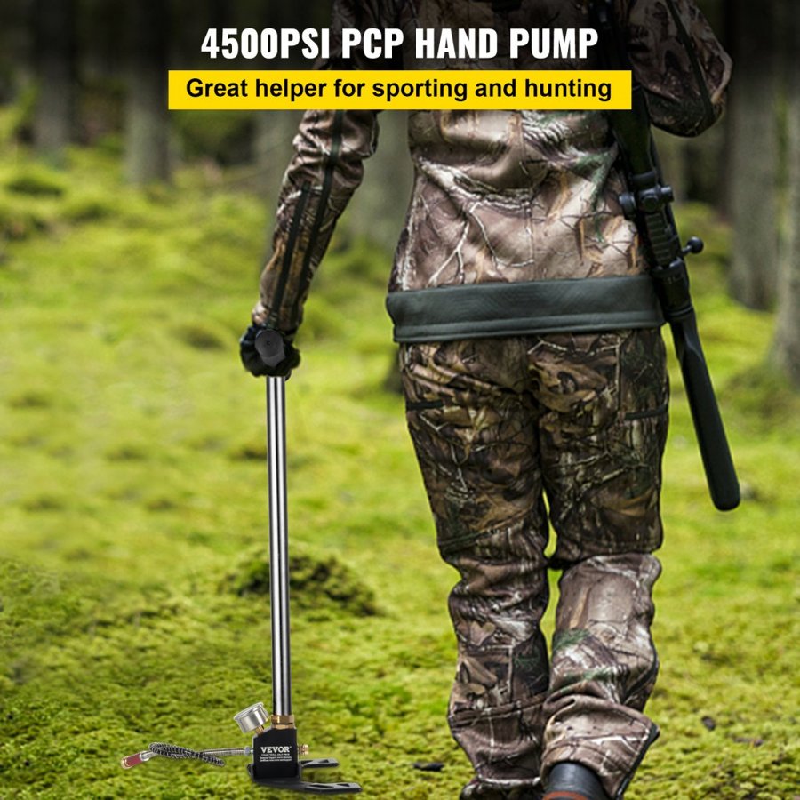 VEVOR 3-Stage Hand Stirrup Pump Stirrup Pump 4500 psi (0-30 MPa) Air Gun Rifle Pump Filling Stirrup Charger PCP Hand Pump Airguns with High grade 301 stainless steel