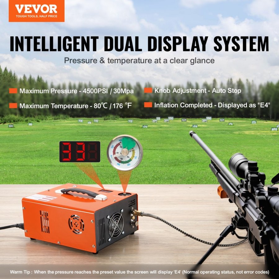 VEVOR PCP Air Gun Compressor – 4500PSI, 0.5L Tank, Auto-Stop