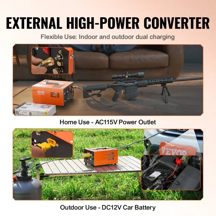 VEVOR Portable PCP Air Rifle Compressor – 4500PSI, DC12V