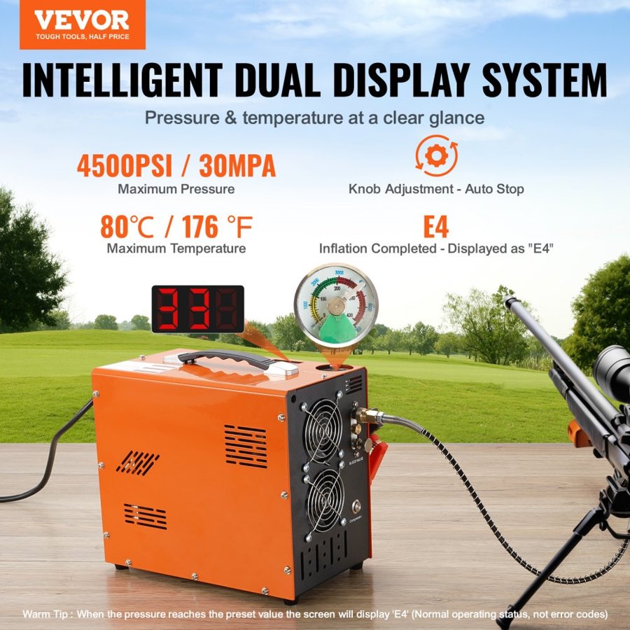 VEVOR 30MPa Air Compressor – 4500PSI PCP Pump, Auto-Stop