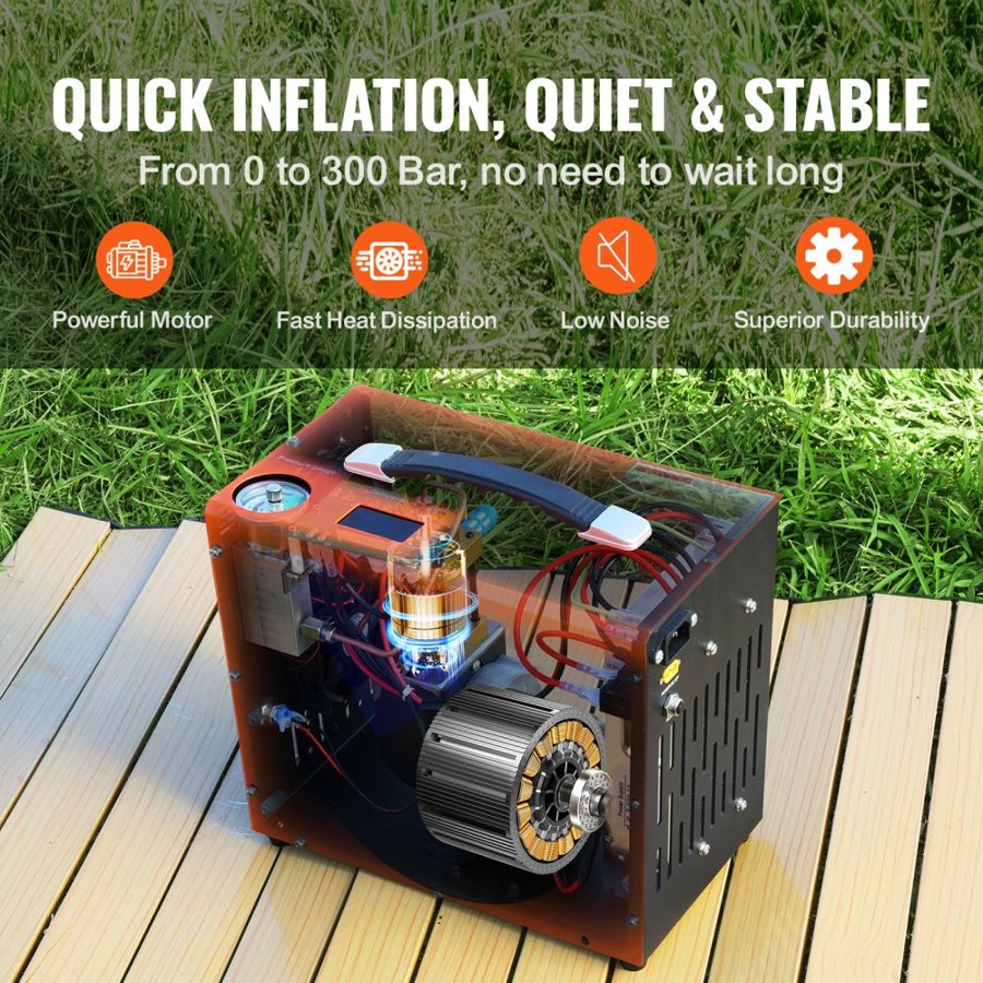VEVOR 30MPa Air Compressor – 4500PSI PCP Pump, Auto-Stop