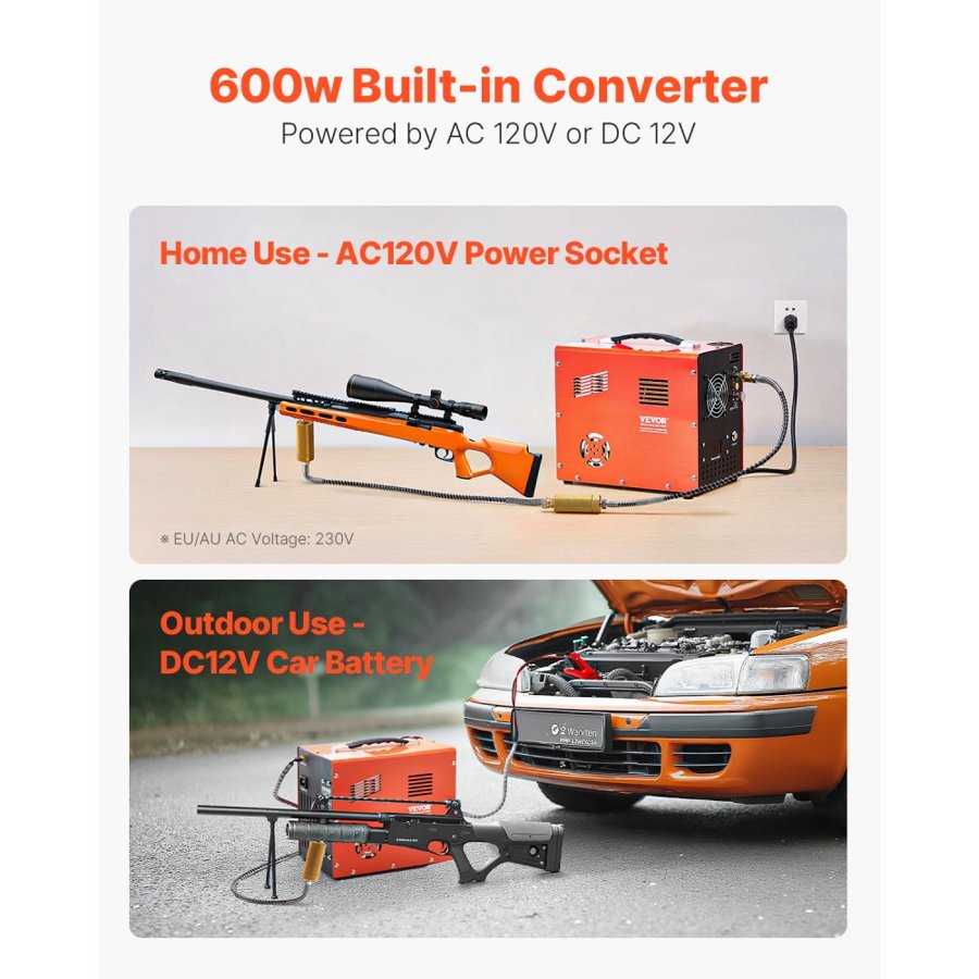 VEVOR PCP Air Rifle Compressor – 4500PSI, 250W, Dual Display