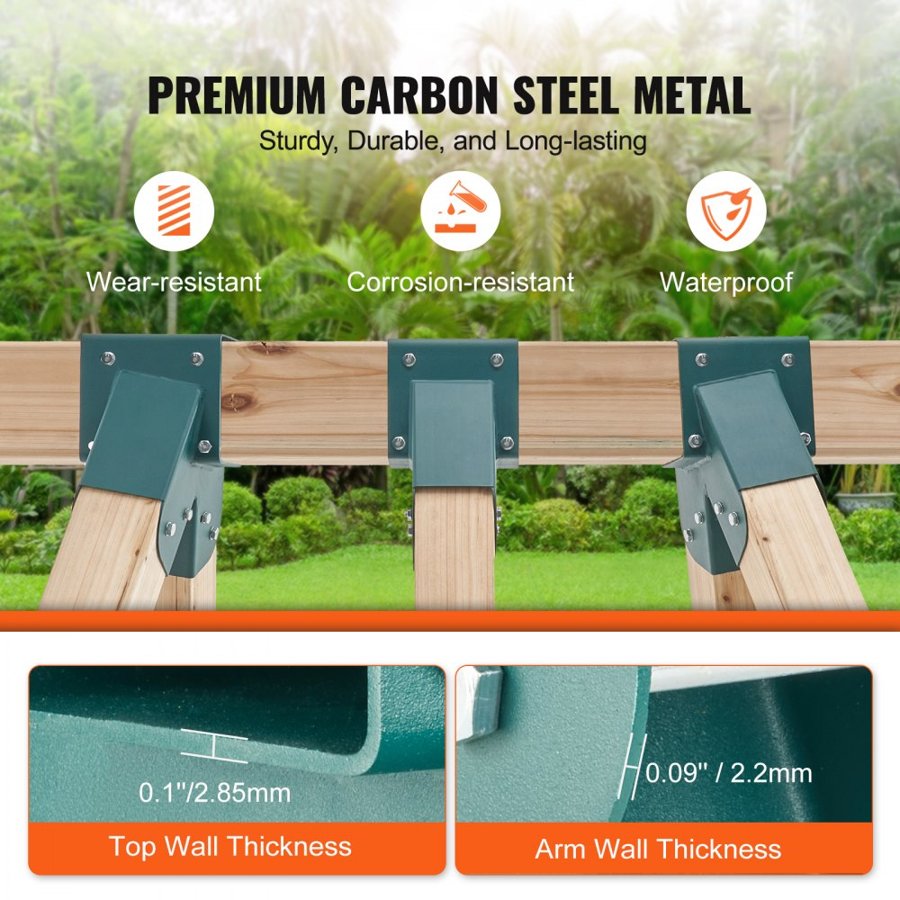 VEVOR A-Frame Middle Swing Set Brackets, Heavy Duty Carbon Steel Swing Set Hardware with Mounting Hardware, DIY Swing Set Bracket Swing Set Kit for 101.6x101.6mm Legs & 101.6x152.4mm Beam, Green 3Pcs