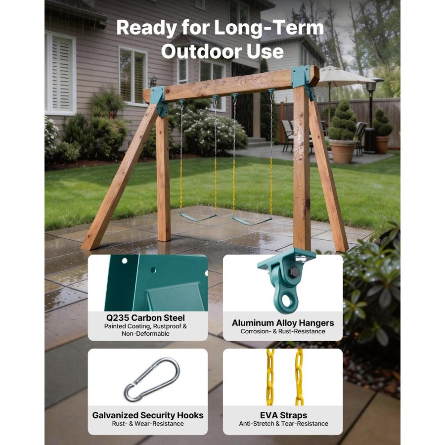 VEVOR A Frame Swing Set Brackets – 2 Seats, 4 Hangers
