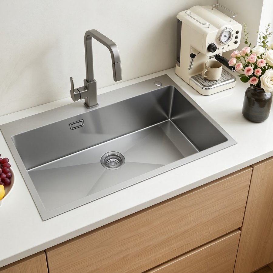 VEVOR Top Mount Single Bowl Kitchen Sink – SUS304, 18.3 lbs