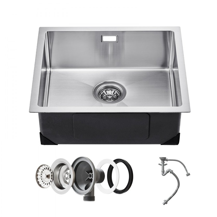 VEVOR 50cm Kitchen Sink Workstation, 304 Stainless Steel Undermount Sinks, Drop-In Single Bowl Farmhouse Basin with Accessories, Household Dishwasher Sinks for RV, Prep Kitchen, Laundry Room, Bar