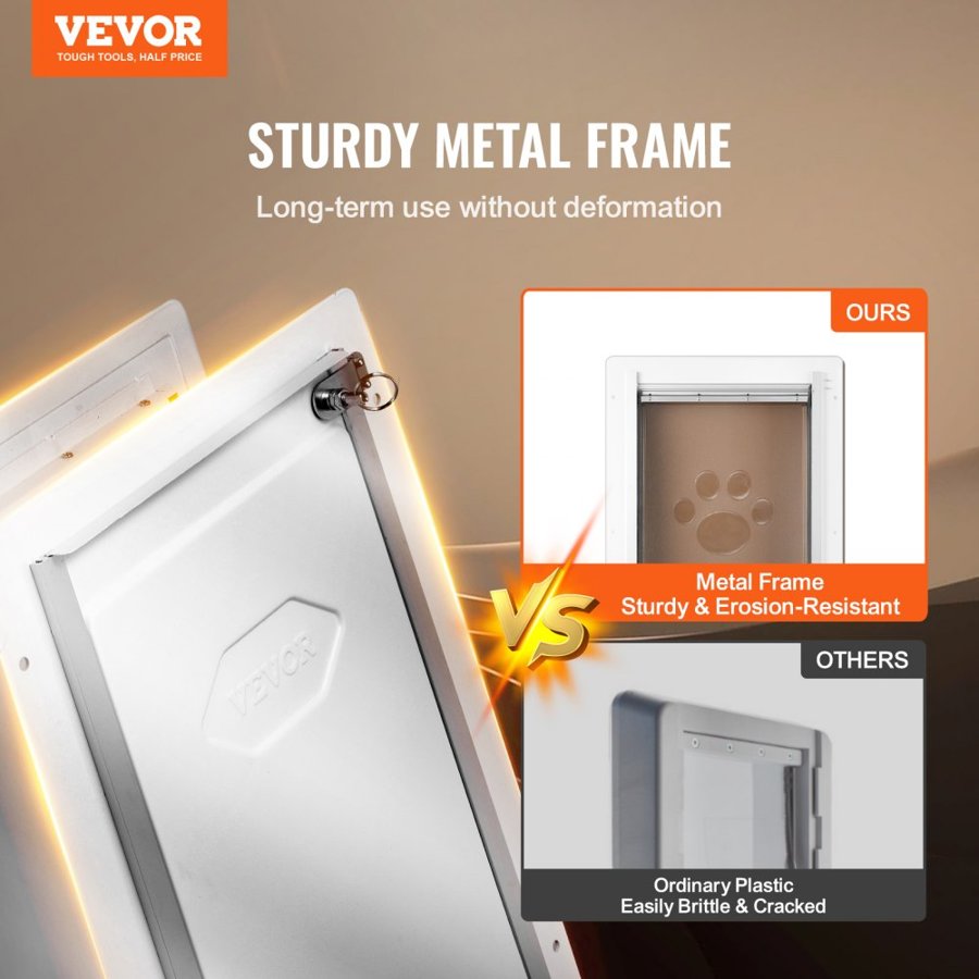 VEVOR Weatherproof Doggie Door – 12.28" x 17.13" Metal Frame