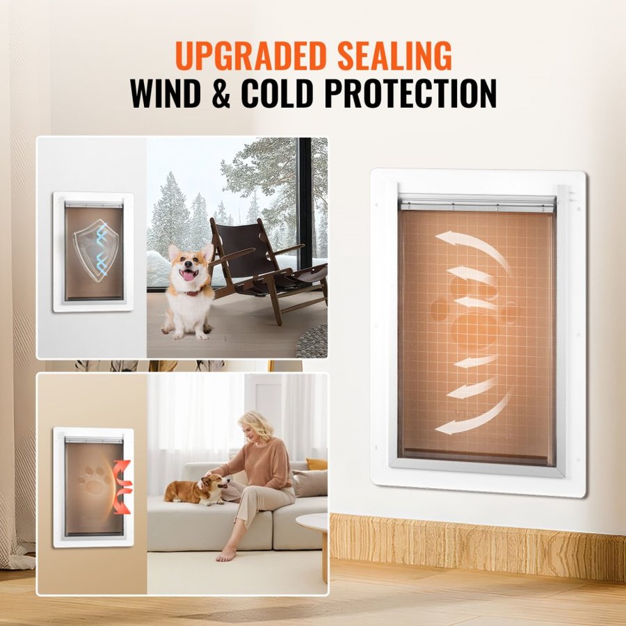 VEVOR Pet Doors For Walls – 9.29×13.19 In, Lock, 3 Flaps