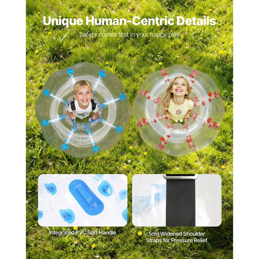 VEVOR Inflatable Bumper Balls 2-Pack, 4FT/1.2M Body Sumo Zorb Balls for Teen & Adult, 0.8mm Thick PVC Human Hamster Bubble Balls for Outdoor Team Gaming Play, Bumper Bopper Toys for Garden, Yard, Park
