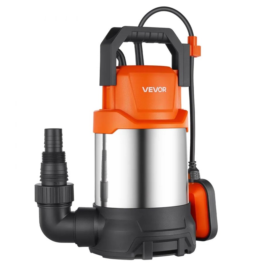 VEVOR Submersible Water Pump 750W 20000 L/H Sump Pump with Float Switch, Portable Water Removal, Thermoplastic Material, for Swimming Pool Draining Garden Ponds Hot Tubs Basements, IPX8 Waterproof