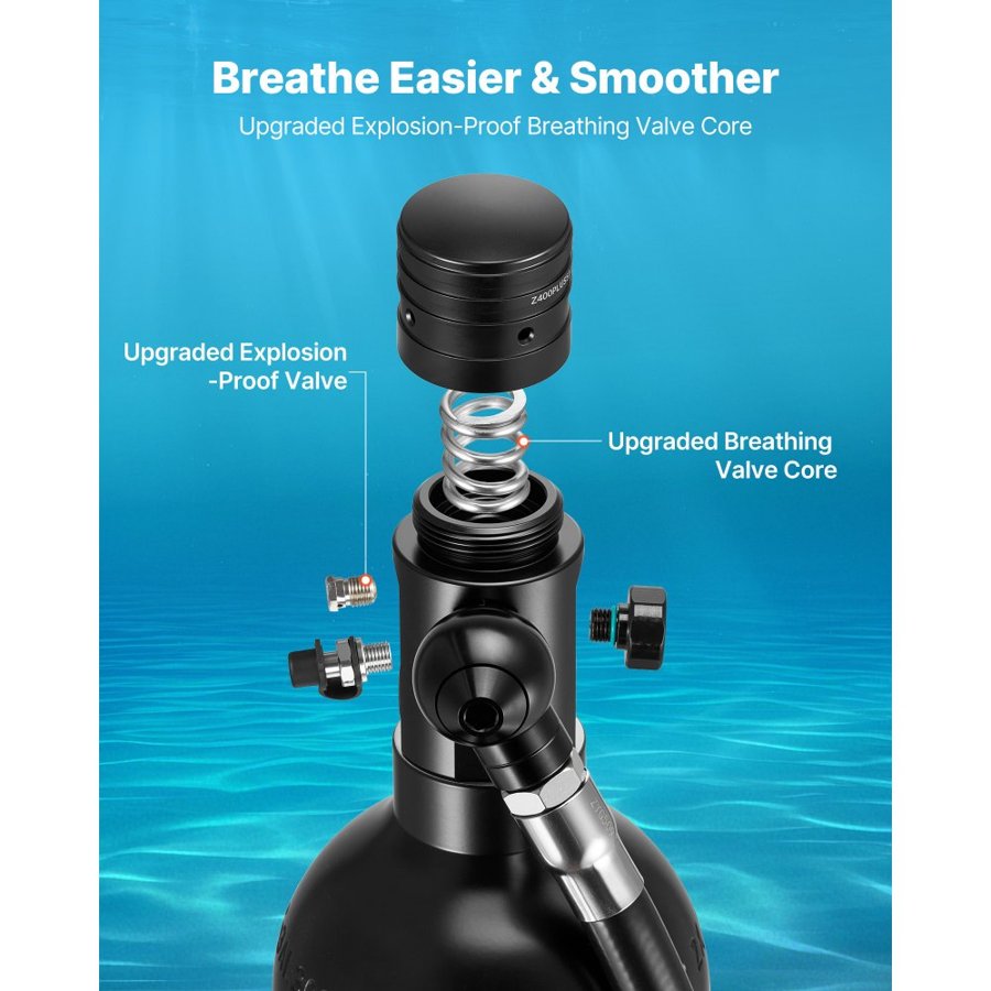 VEVOR Portable Mini Scuba Tank – 1L, 20 Min Dive Time