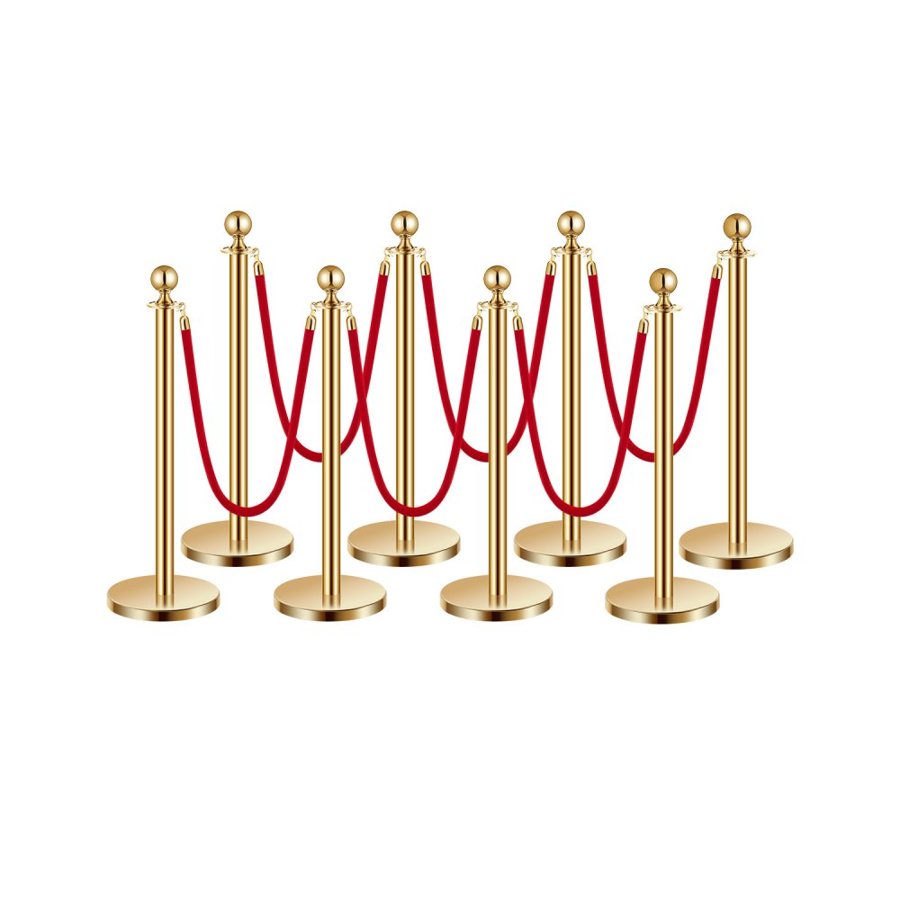 VEVOR Velvet Rope And Stanchion – 8 Pcs Gold Posts