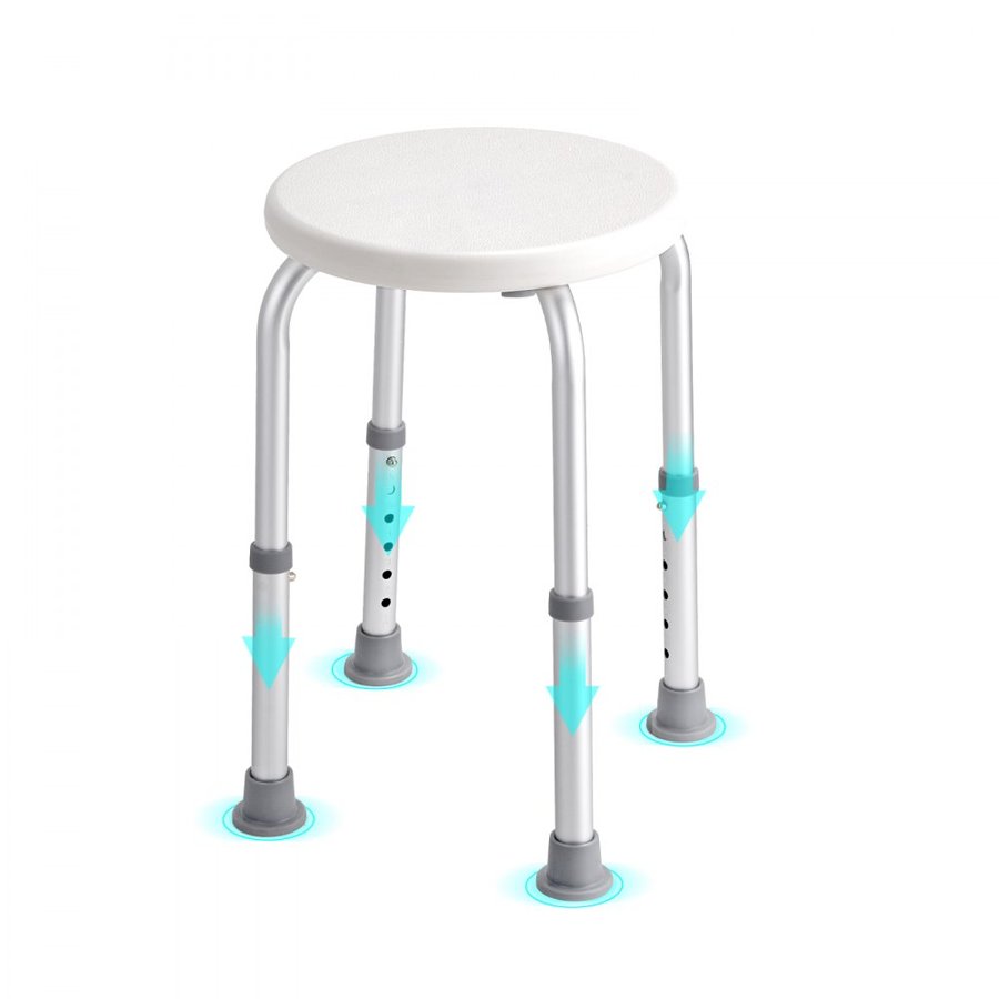 VEVOR Shower Chair for Inside Shower, Adjustable Height Shower Stool, Non-Slip Bench Bathtub Seat Stool for Elderly Disabled Adults Handicap, 136.1 kg Capacity
