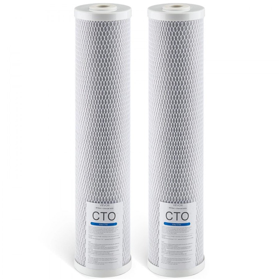 VEVOR Whole House Water Filter Replacement Cartridge, 4.5"x20"(11x51cm) CTO Carbon Block, Replacement Filter for Whole Home Water Filtration System, Reduce Chlorine, Bad Taste, Odor, 2 Pack