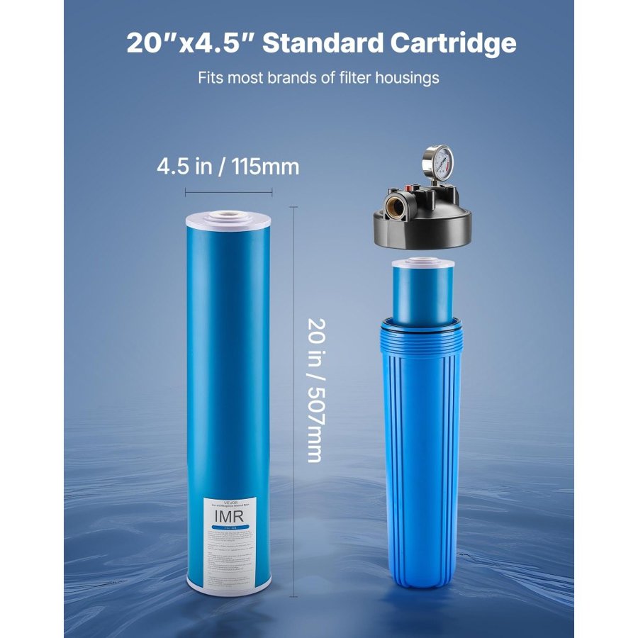 VEVOR Whole House Water Filter Replacement Cartridge, 4.5"x20"(11x51cm) Iron & Manganese Reducing Replacement Filter for Whole Home Water Filtration System, Reduce Chlorine, Bad Taste, Odor